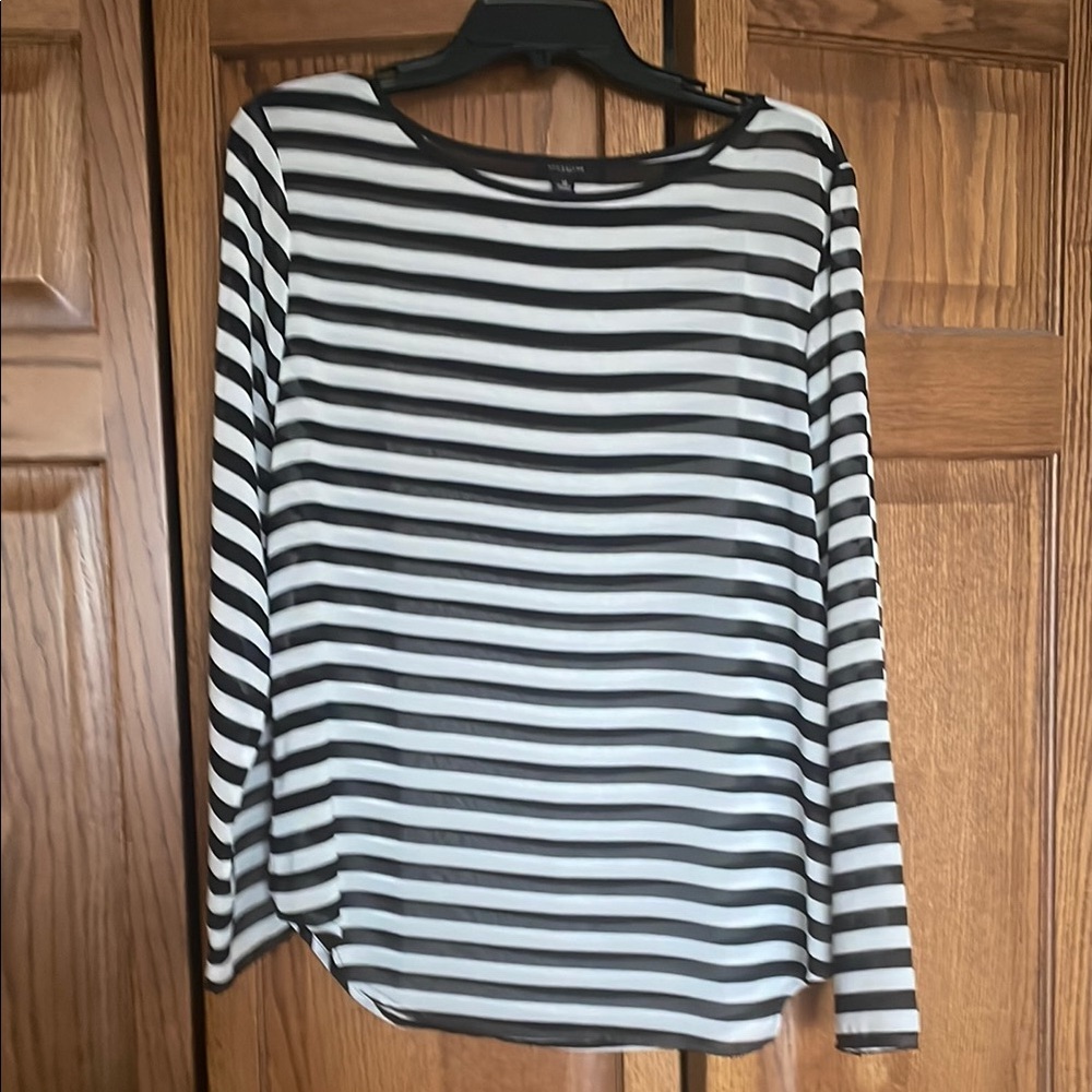 Black and White Striped Women's Top